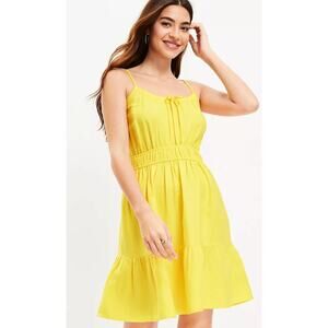 Loft Sleeveless Linen Blend Cami Mini Dress Yellow Womens Size Medium New